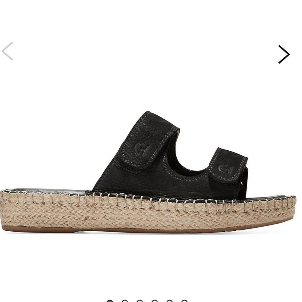 Cole Haan Cloudfeel Espadrille Double Strap Leather Slides with Jute, 5, NWOB - Picture 3 of 10